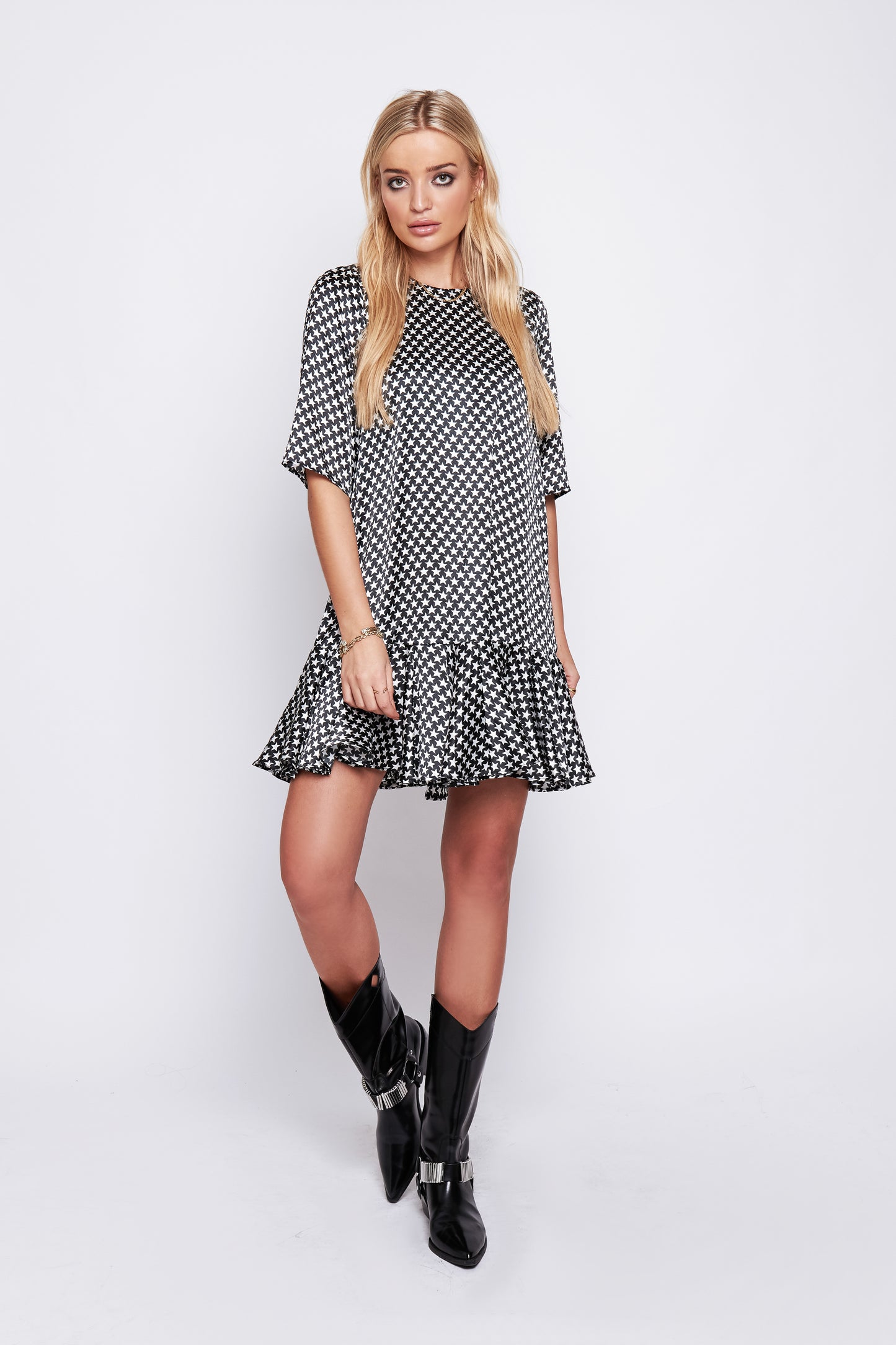 Demi Drop Waist Dress in Black Star